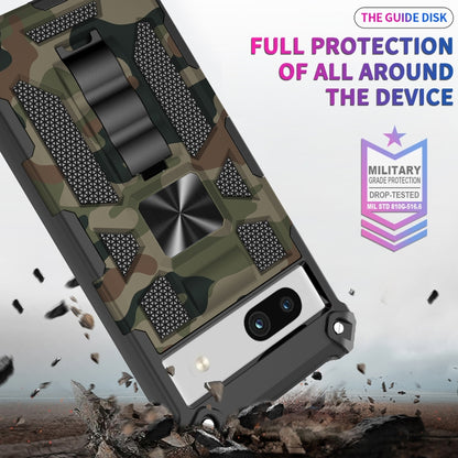 For Google Pixel 7a Camouflage Armor Kickstand TPU + PC Magnetic Phone Case(Mint Green) - Google Cases by buy2fix | Online Shopping UK | buy2fix