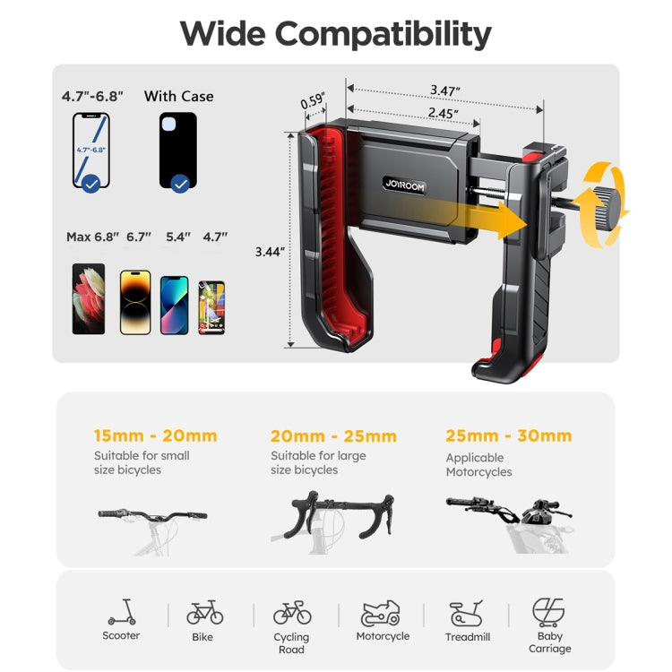 JOYROOM JR-ZS266 Bicycle Handle Phone Mount Compatible with 4.7-6.8 inch(Black) -  by JOYROOM | Online Shopping UK | buy2fix