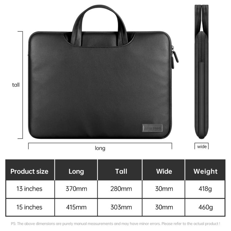 Waterproof PU Laptop Bag Inner Bag, Size:13 / 14 inch(Black) -  by buy2fix | Online Shopping UK | buy2fix