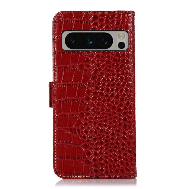 For Google Pixel 8 Pro Crocodile Top Layer Cowhide Leather Phone Case(Red) - Google Cases by buy2fix | Online Shopping UK | buy2fix