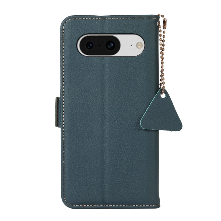 For Google Pixel 8 Side-Magnetic TJ Genuine Leather RFID Phone Case(Green) - Google Cases by buy2fix | Online Shopping UK | buy2fix