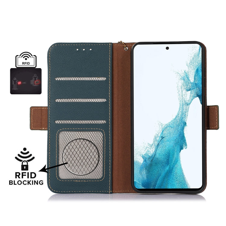 For Google Pixel 8 Side-Magnetic TJ Genuine Leather RFID Phone Case(Green) - Google Cases by buy2fix | Online Shopping UK | buy2fix