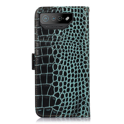 For Asus ROG Phone 7 Crocodile Top Layer Cowhide Leather Phone Case(Green) - ASUS Cases by buy2fix | Online Shopping UK | buy2fix