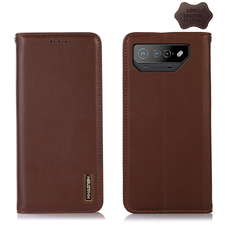 For Asus ROG Phone 7 KHAZNEH Nappa Top Layer Cowhide Leather Phone Case(Brown) - ASUS Cases by buy2fix | Online Shopping UK | buy2fix