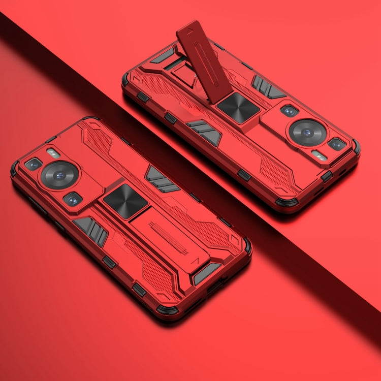 For Huawei P60 / P60 Pro Supersonic Holder PC Soft TPU Phone Case(Red) - Huawei Cases by buy2fix | Online Shopping UK | buy2fix