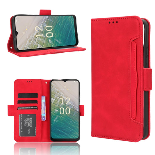 For Nokia C32 4G Skin Feel Calf Texture Card Slots Leather Phone Case(Red) - Nokia Cases by buy2fix | Online Shopping UK | buy2fix