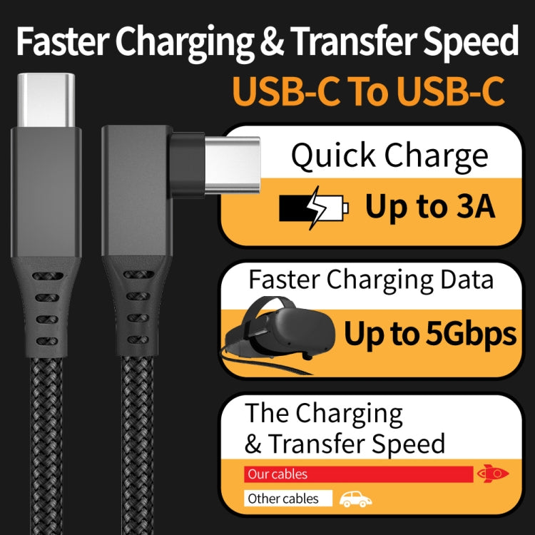 6m USB-C / Type-C to USB-C / Type-C Elbow 5Gbps 60W USB3.1 Gen1 Fast Charging Data-sync Cable(Black) -  by buy2fix | Online Shopping UK | buy2fix