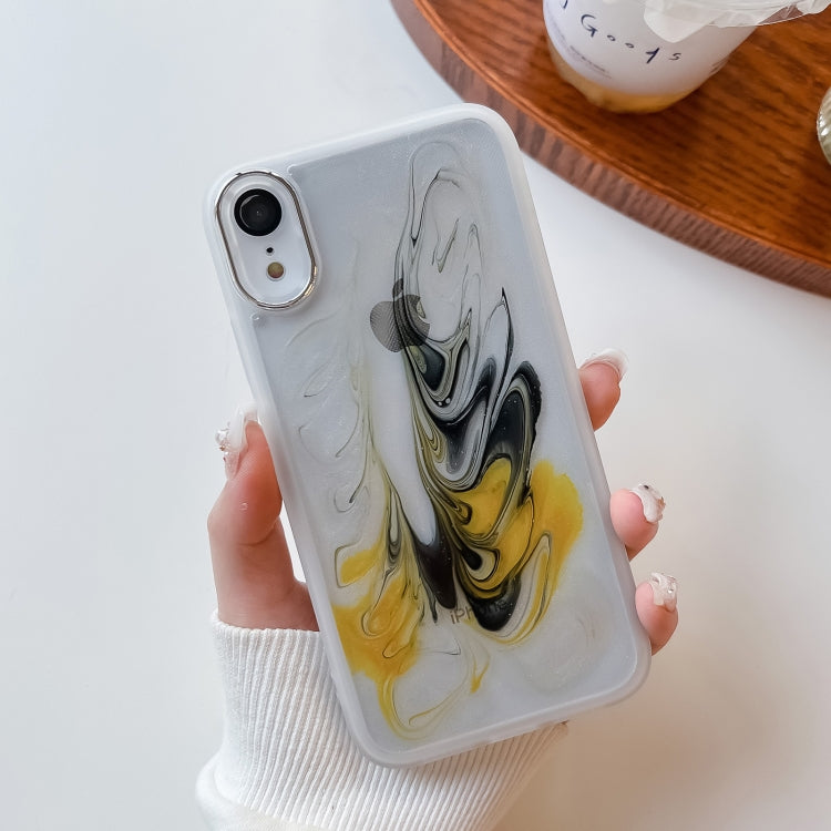 For iPhone XR Oil Painting Electroplating TPU Phone Case(White) - More iPhone Cases by buy2fix | Online Shopping UK | buy2fix