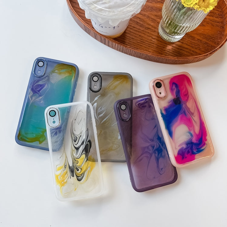 For iPhone XR Oil Painting Electroplating TPU Phone Case(White) - More iPhone Cases by buy2fix | Online Shopping UK | buy2fix