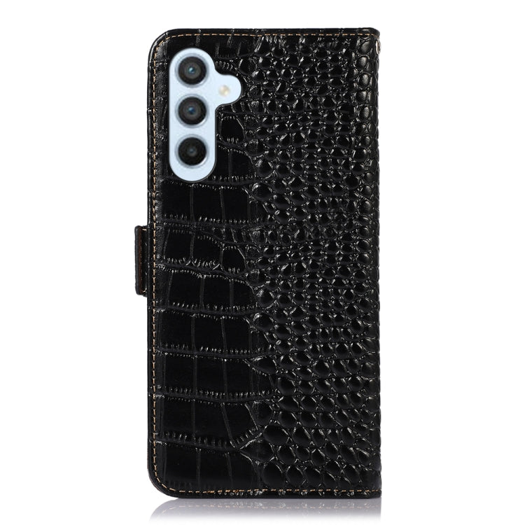 For Samsung Galaxy M34 5G Crocodile Top Layer Cowhide Leather Phone Case(Black) - Galaxy Phone Cases by buy2fix | Online Shopping UK | buy2fix