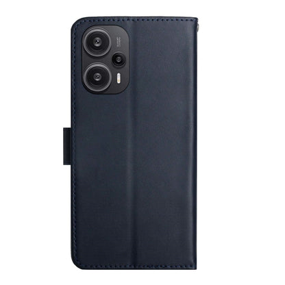 For Xiaomi Poco F5 Genuine Leather Fingerprint-proof Flip Phone Case(Blue) - Xiaomi Cases by buy2fix | Online Shopping UK | buy2fix