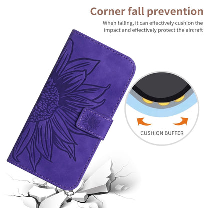 For Xiaomi Redmi Note 12S Skin Feel Sun Flower Embossed Flip Leather Phone Case with Lanyard(Dark Purple) - Xiaomi Cases by buy2fix | Online Shopping UK | buy2fix