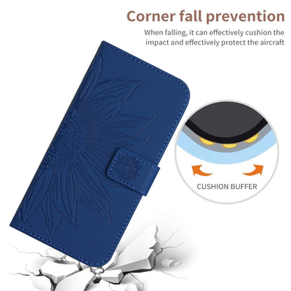 For Xiaomi Redmi 12 4G Global Skin Feel Sun Flower Embossed Flip Leather Phone Case with Lanyard(Dark Blue) - Xiaomi Cases by buy2fix | Online Shopping UK | buy2fix