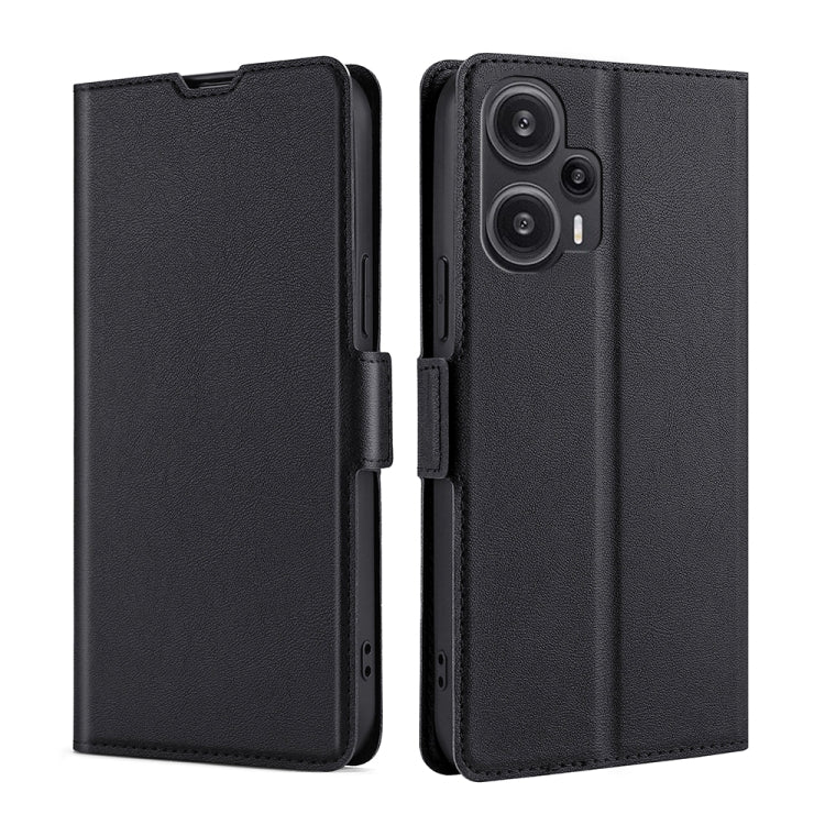 For Xiaomi Redmi Note 12 Turbo Ultra-thin Voltage Side Buckle Horizontal Flip Leather Phone Case(Black) - Xiaomi Cases by buy2fix | Online Shopping UK | buy2fix