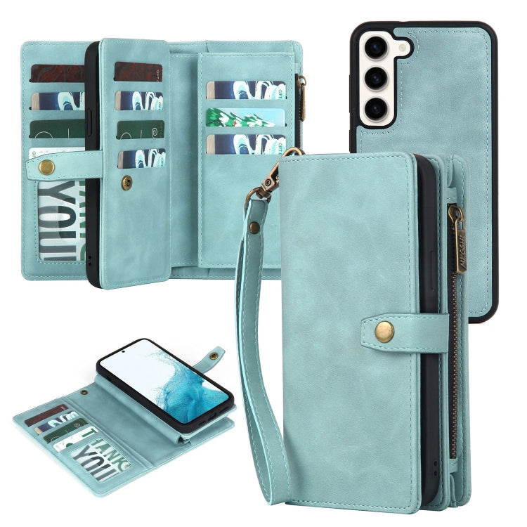 For Samsung Galaxy A51 5G Zipper Wallet Detachable MagSafe Leather Phone Case(Blue) - Galaxy Phone Cases by buy2fix | Online Shopping UK | buy2fix