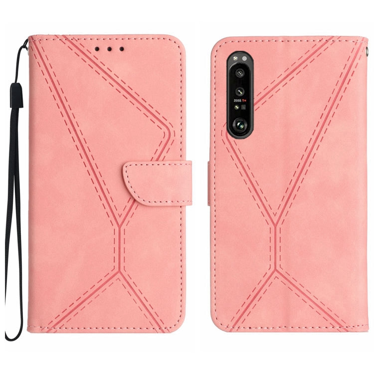 For Sony Xperia 5 III Stitching Embossed Leather Phone Case(Pink) - Sony Cases by buy2fix | Online Shopping UK | buy2fix
