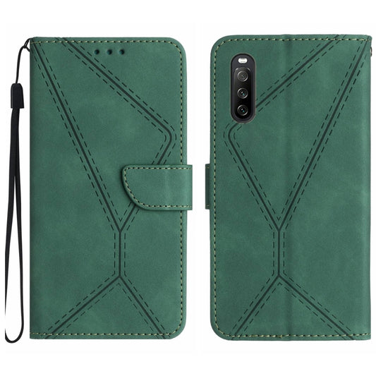 For Sony Xperia 10 V Stitching Embossed Leather Phone Case(Green) - Sony Cases by buy2fix | Online Shopping UK | buy2fix