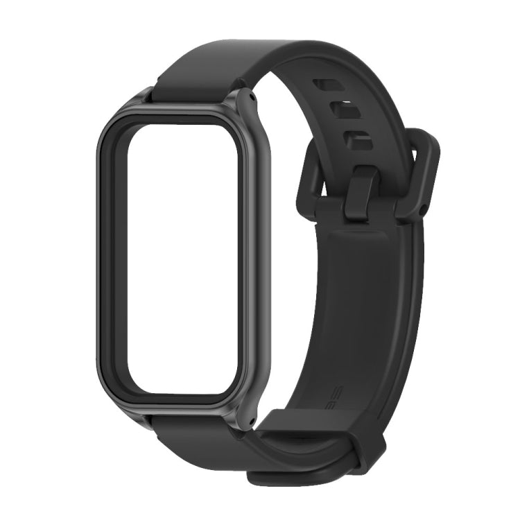 For Xiaomi Smart Band 8 Active / Redmi Band 2 Mijobs Metal Shell Silicone Watch Band(Black) - Watch Bands by MIJOBS | Online Shopping UK | buy2fix