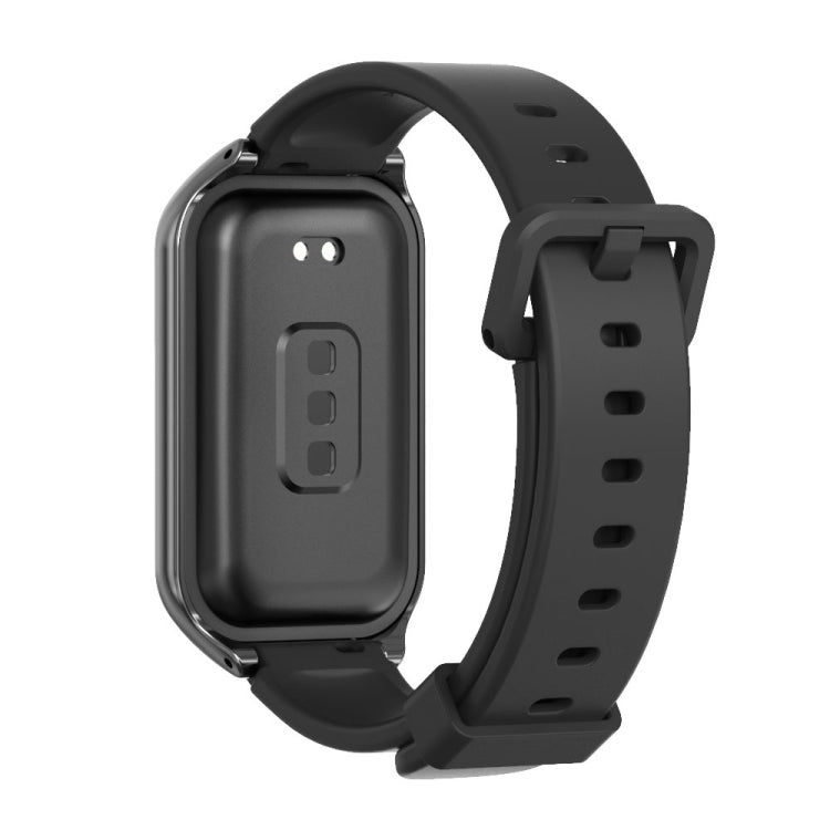 For Xiaomi Smart Band 8 Active / Redmi Band 2 Mijobs Metal Shell Silicone Watch Band(Black) - Watch Bands by MIJOBS | Online Shopping UK | buy2fix