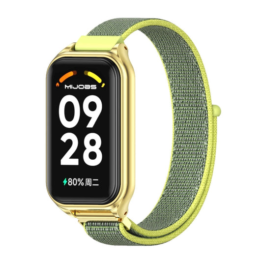 For Xiaomi Smart Band 8 Active / Redmi Band 2 Mijobs Metal Shell Breathable Nylon Loop Watch Band(Bright Yellow Gold) - Watch Bands by MIJOBS | Online Shopping UK | buy2fix