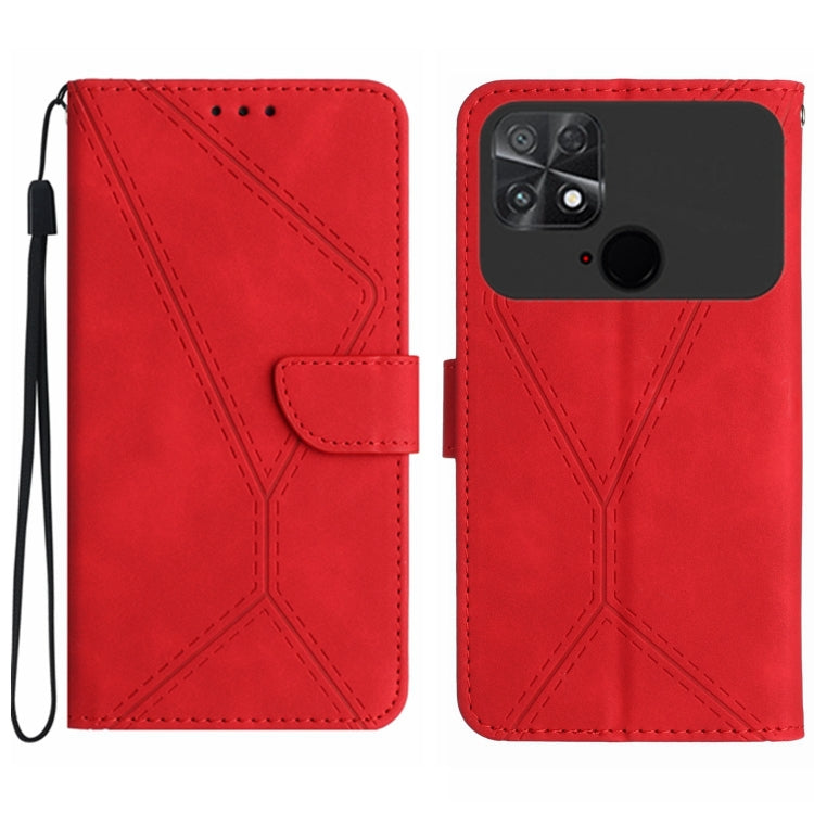 For Xiaomi POCO C40 Stitching Embossed Leather Phone Case(Red) - Xiaomi Cases by buy2fix | Online Shopping UK | buy2fix