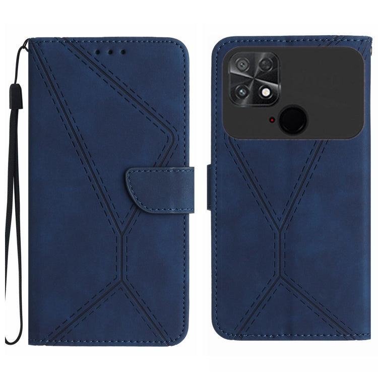 For Xiaomi POCO C40 Stitching Embossed Leather Phone Case(Blue) - Xiaomi Cases by buy2fix | Online Shopping UK | buy2fix