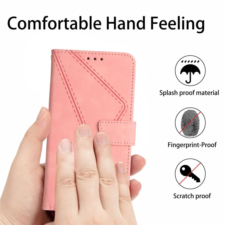 For Xiaomi POCO F5 Pro 5G Stitching Embossed Leather Phone Case(Pink) - Xiaomi Cases by buy2fix | Online Shopping UK | buy2fix