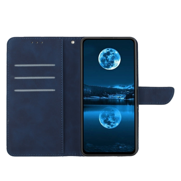 For Xiaomi POCO F5 Pro 5G Stitching Embossed Leather Phone Case(Blue) - Xiaomi Cases by buy2fix | Online Shopping UK | buy2fix