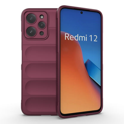 For Xiaomi Redmi 12 4G Magic Shield TPU + Flannel Phone Case(Wine Red) - Xiaomi Cases by buy2fix | Online Shopping UK | buy2fix