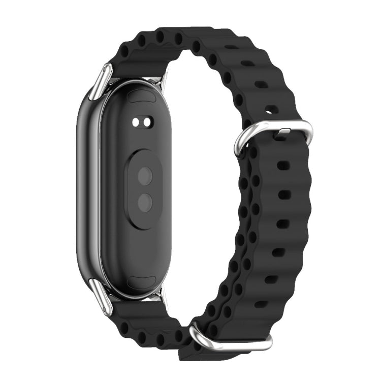 For Xiaomi Mi Band 8 / 9 / 9 NFC Mijobs Marine Silicone Breathable Watch Band(Black Silver) - Watch Bands by MIJOBS | Online Shopping UK | buy2fix