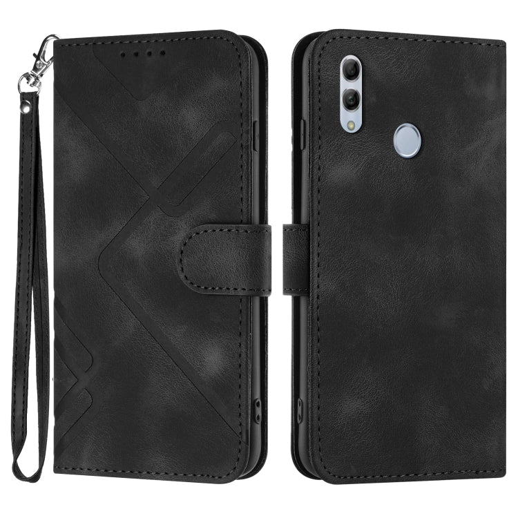 For Honor 10 Lite Line Pattern Skin Feel Leather Phone Case(Black) - Honor Cases by buy2fix | Online Shopping UK | buy2fix