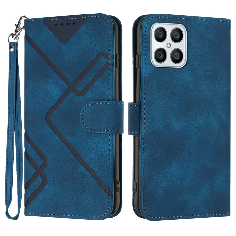 For Honor X8 4G/X30i/Play6T Pro Line Pattern Skin Feel Leather Phone Case(Royal Blue) - Honor Cases by buy2fix | Online Shopping UK | buy2fix