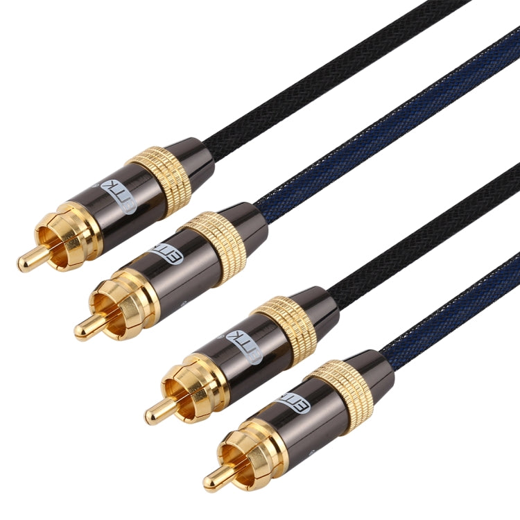 EMK 2 x RCA Male to 2 x RCA Male Gold Plated Connector Nylon Braid Coaxial Audio Cable for TV / Amplifier / Home Theater / DVD, Cable Length:5m(Black) - Audio Optical Cables by EMK | Online Shopping UK | buy2fix