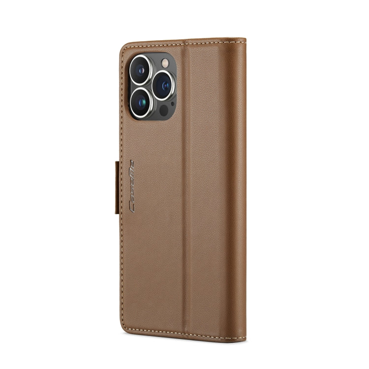 For iPhone 14 Pro Max CaseMe 023 Butterfly Buckle Litchi Texture RFID Anti-theft Leather Phone Case(Brown) - iPhone 14 Pro Max Cases by CaseMe | Online Shopping UK | buy2fix