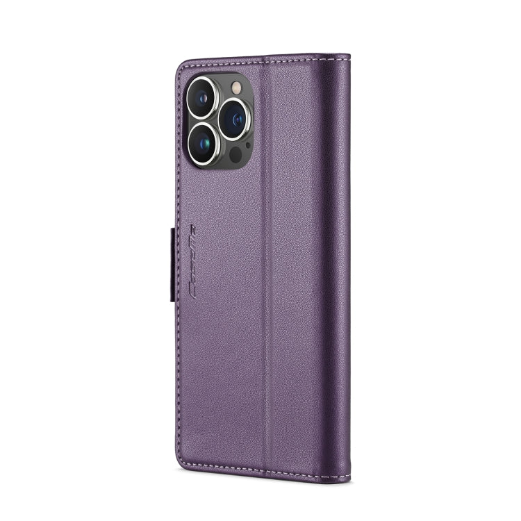 For iPhone 14 Pro Max CaseMe 023 Butterfly Buckle Litchi Texture RFID Anti-theft Leather Phone Case(Pearly Purple) - iPhone 14 Pro Max Cases by CaseMe | Online Shopping UK | buy2fix