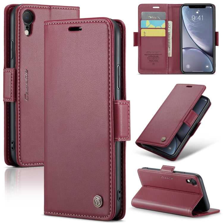 For iPhone XR CaseMe 023 Butterfly Buckle Litchi Texture RFID Anti-theft Leather Phone Case(Wine Red) - More iPhone Cases by CaseMe | Online Shopping UK | buy2fix