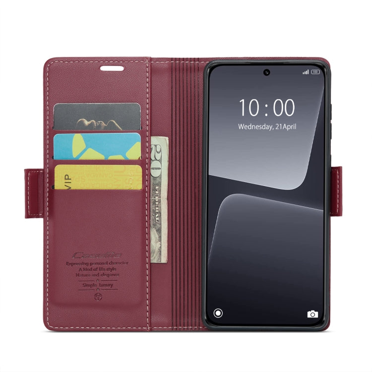 For Xiaomi 13 CaseMe 023 Butterfly Buckle Litchi Texture RFID Anti-theft Leather Phone Case(Wine Red) - 13 Cases by CaseMe | Online Shopping UK | buy2fix