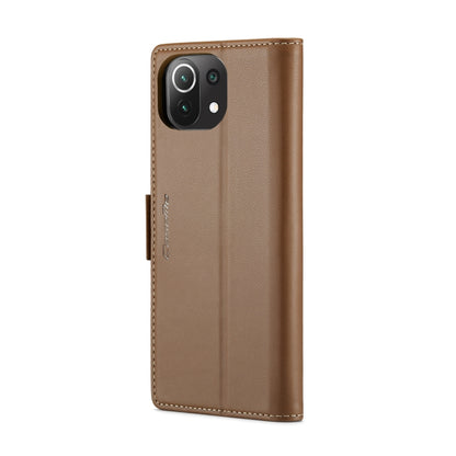 For Xiaomi Mi 11 Lite CaseMe 023 Butterfly Buckle Litchi Texture RFID Anti-theft Leather Phone Case(Brown) - Xiaomi Cases by CaseMe | Online Shopping UK | buy2fix