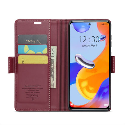 CaseMe 023 Butterfly Buckle Litchi Texture RFID Anti-theft Leather Phone Case For Xiaomi Redmi Note 11 Pro 5G Global/Redmi Note 11 Pro Global(Wine Red) - Redmi Note 11 Pro Case by CaseMe | Online Shopping UK | buy2fix