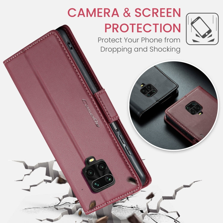 For Xiaomi Redmi Note 9S/Note 9 Pro/Note 9 Pro Max CaseMe 023 Butterfly Buckle Litchi Texture RFID Anti-theft Leather Phone Case(Wine Red) - Xiaomi Cases by CaseMe | Online Shopping UK | buy2fix