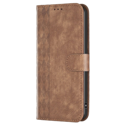 For Xiaomi 12T / 12T Pro Plaid Embossed Leather Phone Case(Brown) - Xiaomi Cases by buy2fix | Online Shopping UK | buy2fix