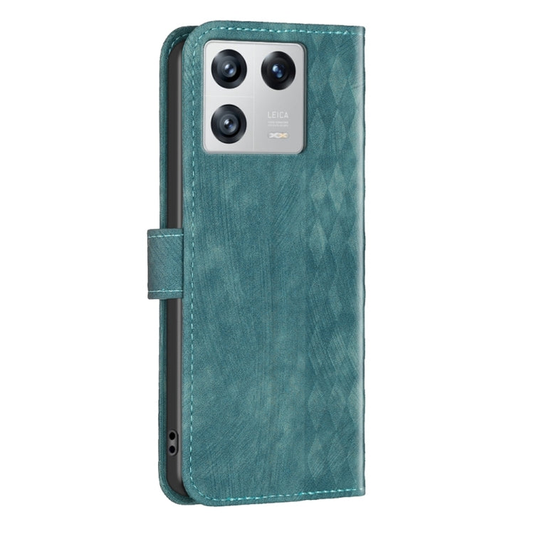 For Xiaomi 13 Plaid Embossed Leather Phone Case(Green) - 13 Cases by buy2fix | Online Shopping UK | buy2fix