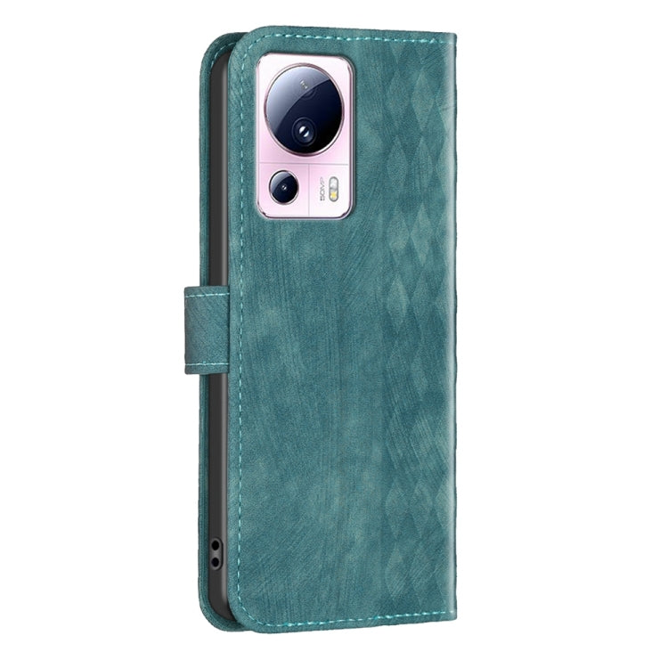 For Xiaomi 13 Lite 5G / Civi 2 Plaid Embossed Leather Phone Case(Green) - 13 Lite Cases by buy2fix | Online Shopping UK | buy2fix