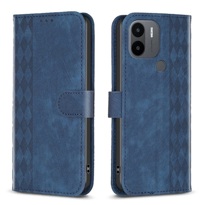 For Xiaomi Redmi A1 / A1+ Plaid Embossed Leather Phone Case(Blue) - Xiaomi Cases by buy2fix | Online Shopping UK | buy2fix