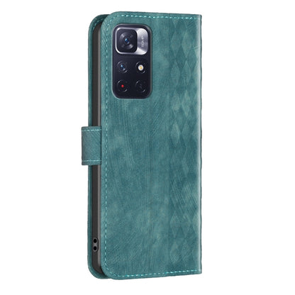 For Xiaomi Redmi Note 11 Plaid Embossed Leather Phone Case(Green) - Redmi Note 11 Case by buy2fix | Online Shopping UK | buy2fix