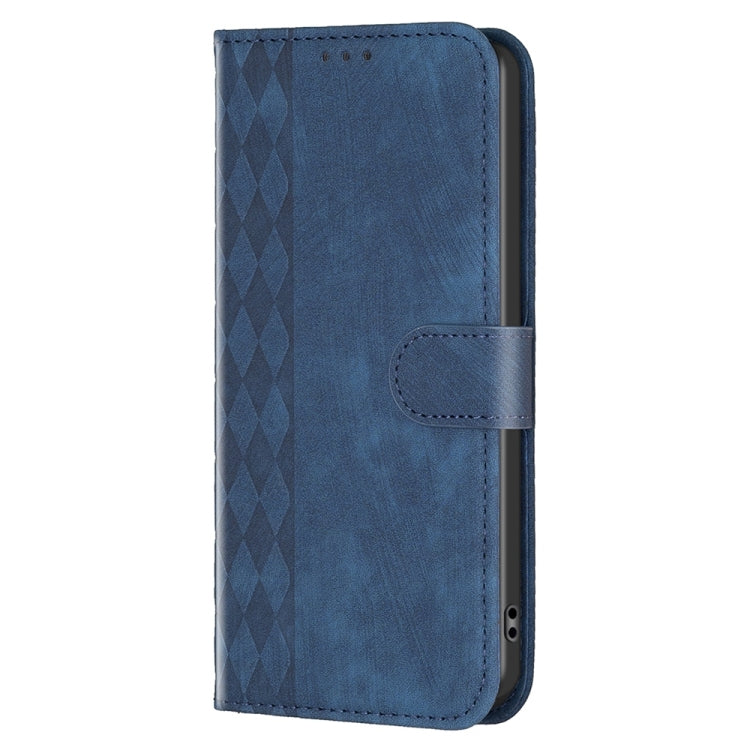 For Xiaomi Redmi Note 12 5G Global Plaid Embossed Leather Phone Case(Blue) - Note 12 Cases by buy2fix | Online Shopping UK | buy2fix