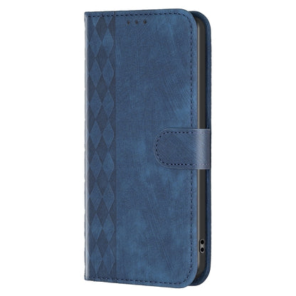 For Xiaomi Poco F5 5G / Redmi Note 12 Turbo Plaid Embossed Leather Phone Case(Blue) - Xiaomi Cases by buy2fix | Online Shopping UK | buy2fix