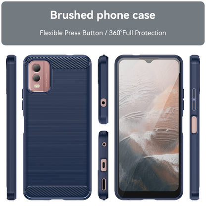 For Nokia C32 Brushed Texture Carbon Fiber TPU Phone Case(Blue) - Nokia Cases by buy2fix | Online Shopping UK | buy2fix