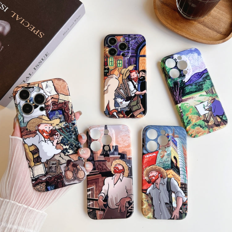 For iPhone 12 Pro Precise Hole Oil Painting Pattern PC Phone Case(Tower) - iPhone 12 / 12 Pro Cases by buy2fix | Online Shopping UK | buy2fix