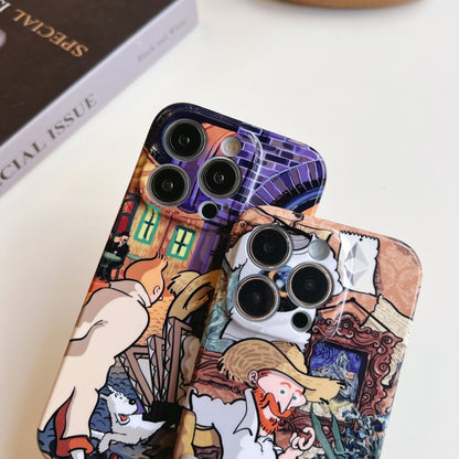 For iPhone 13 Pro Precise Hole Oil Painting Pattern PC Phone Case(Puppy) - iPhone 13 Pro Cases by buy2fix | Online Shopping UK | buy2fix